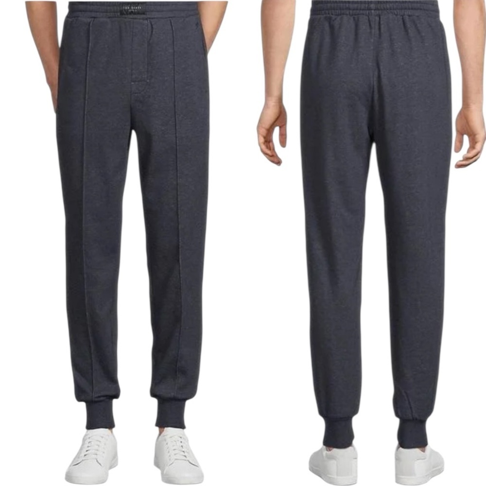 🌻NEW w/Tag Ted Baker Navy Heather Plaited Fleece Jogger Pants Men’s Size Large